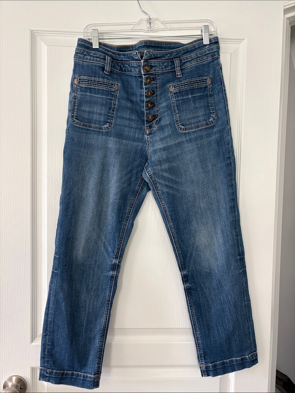 Pilcro and the Letterpress Women’s Blue Button-Fly Jeans